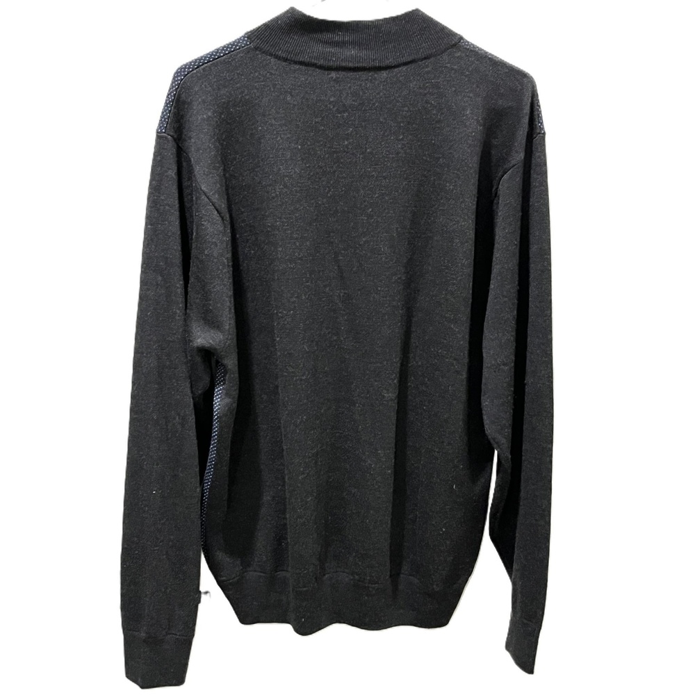 Turtleson Blue Black Men's Quarter-Zip Merino Wool Sweater Extra Large - Picture 2 of 7